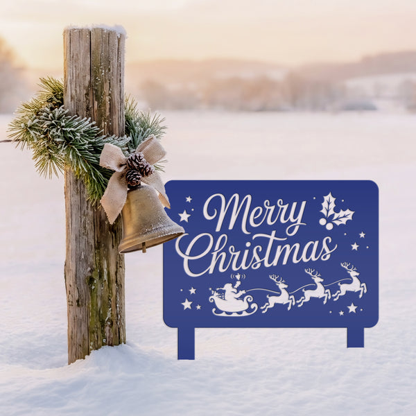 Santa Reindeer Metal Yard Stake - Festive Holiday Lawn Decor - Merry Christmas Decorations - Outdoor Seasonal Sign - Unique Christmas Gifts
