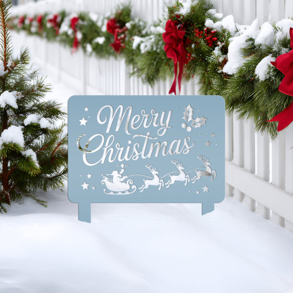 Santa Reindeer Metal Yard Stake - Festive Holiday Lawn Decor - Merry Christmas Decorations - Outdoor Seasonal Sign - Unique Christmas Gifts