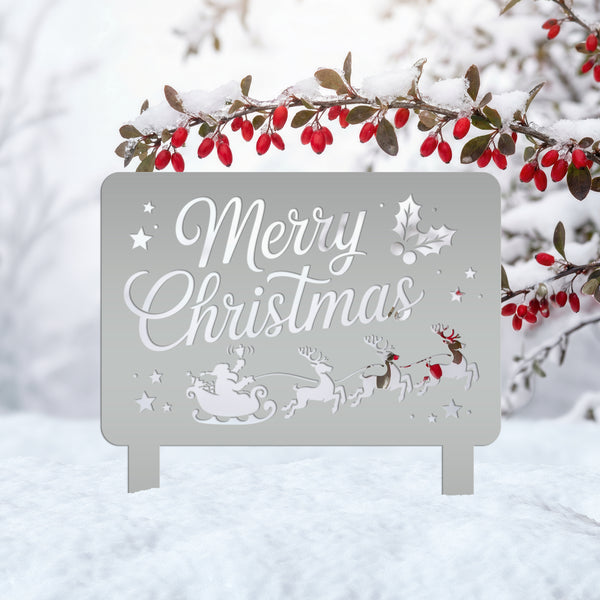 Santa Reindeer Metal Yard Stake - Festive Holiday Lawn Decor - Merry Christmas Decorations - Outdoor Seasonal Sign - Unique Christmas Gifts