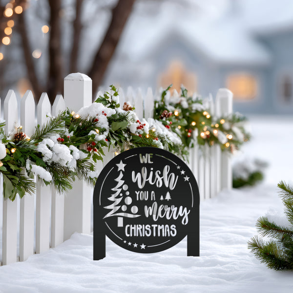 Christmas Greetings Metal Yard Stake - Holiday Garden Decor - Festive Outdoor Lawn Sign - Charming Seasonal Decorations - Christmas Gifts