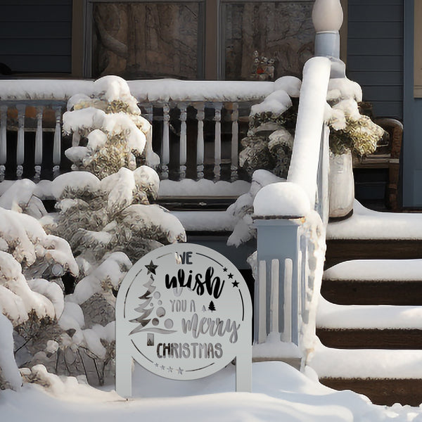 Christmas Greetings Metal Yard Stake - Holiday Garden Decor - Festive Outdoor Lawn Sign - Charming Seasonal Decorations - Christmas Gifts