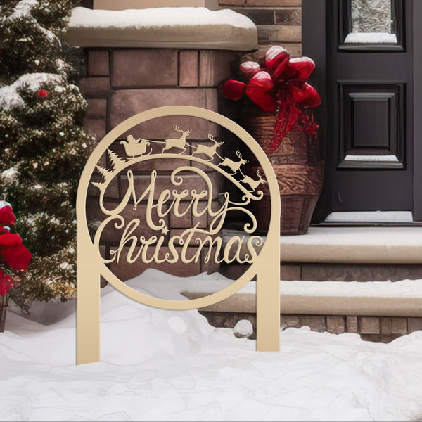 Merry Christmas Metal Yard Stake-Christmas Decor-Outdoor Yard Christmas Decor
