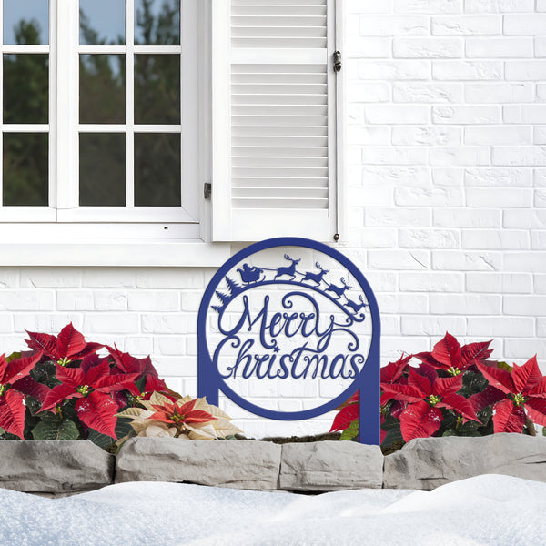 Merry Christmas Metal Yard Stake-Christmas Decor-Outdoor Yard Christmas Decor