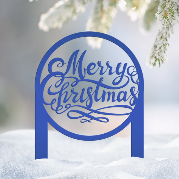 Merry Christmas Metal Yard Stake - Holiday Decor-Outdoor Christmas Yard Decorations