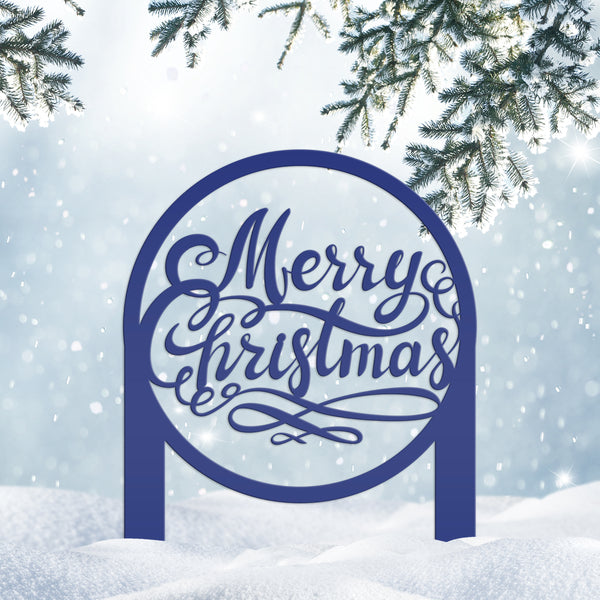 Merry Christmas Metal Yard Stake - Holiday Decor-Outdoor Christmas Yard Decorations
