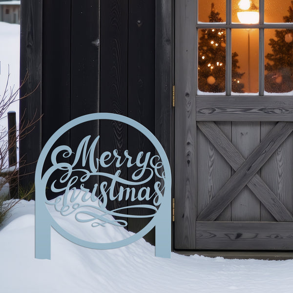 Merry Christmas Metal Yard Stake - Holiday Decor-Outdoor Christmas Yard Decorations