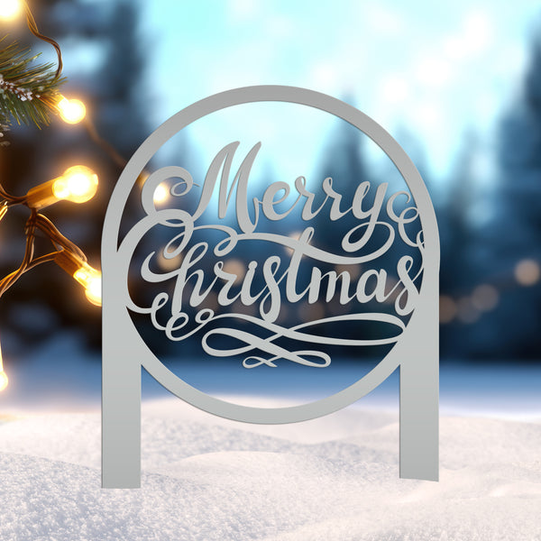 Merry Christmas Metal Yard Stake - Holiday Decor-Outdoor Christmas Yard Decorations