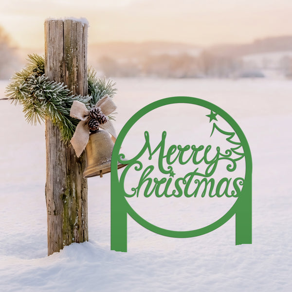 Merry Christmas Metal Yard Stake - Outdoor Christmas Decor