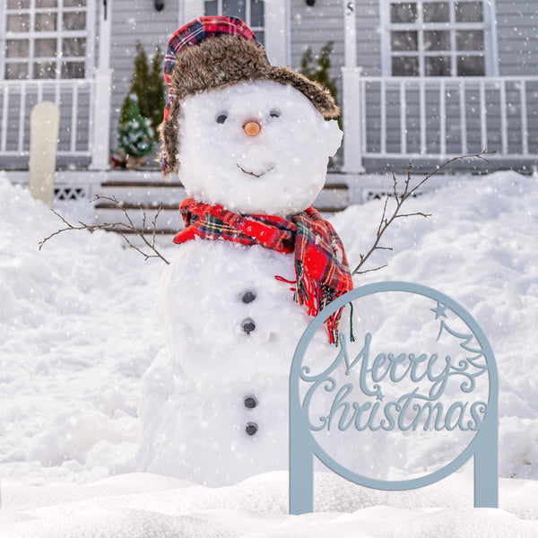 Merry Christmas Metal Yard Stake - Outdoor Christmas Decor