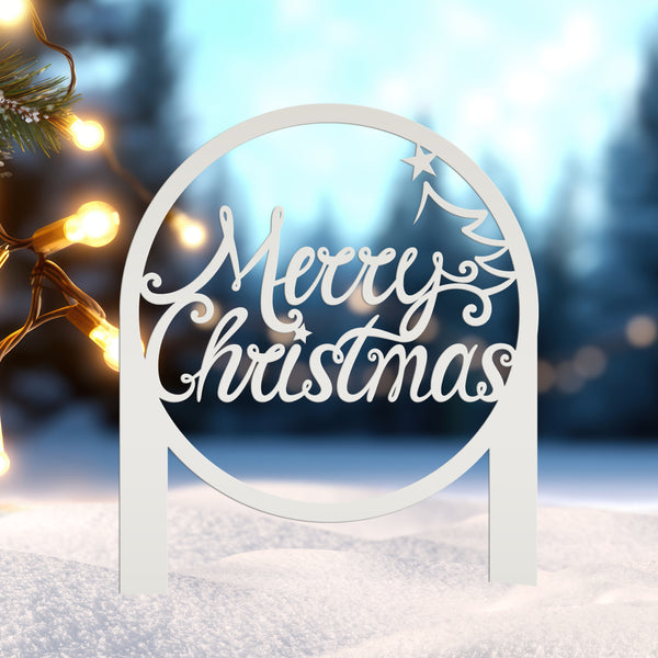 Merry Christmas Metal Yard Stake - Outdoor Christmas Decor