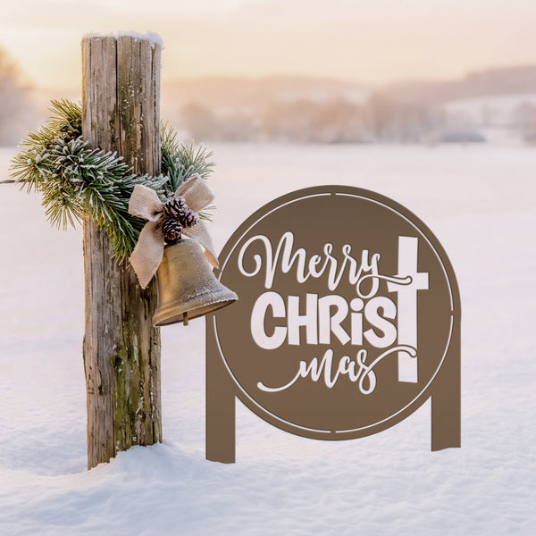 Merry Christ Mas Metal Yard Stake, Christian Outdoor Decor