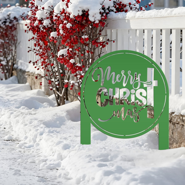 Merry Christ Mas Metal Yard Stake, Christian Outdoor Decor