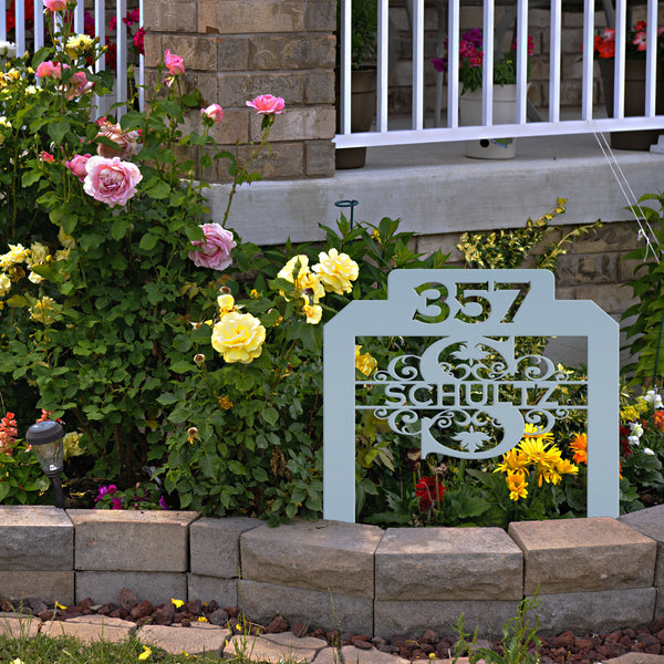 Personalized Monogram and Address Number Yard Stake Sign