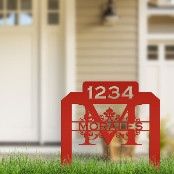 Personalized Monogram and Address Number Yard Stake Sign
