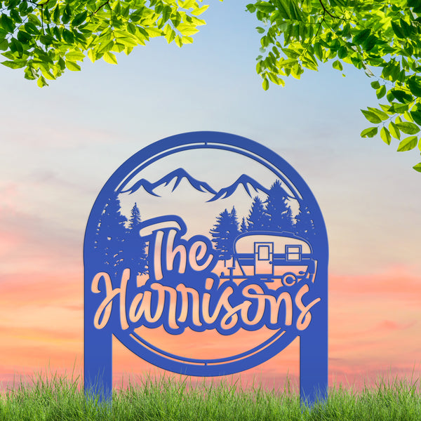 Custom Metal Campsite Sign - Family Name Sign - RV sign for Campsite