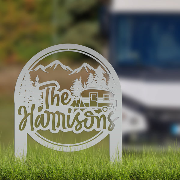 Custom Metal Campsite Sign - Family Name Sign - RV sign for Campsite