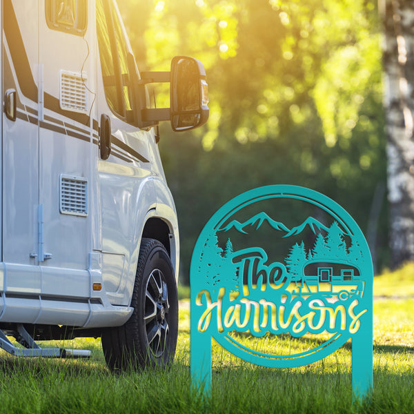Custom Metal Campsite Sign - Family Name Sign - RV sign for Campsite
