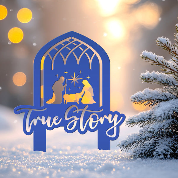 Christmas Nativity True Story Metal Yard Stake - Holiday Decor - Unique Gift Idea