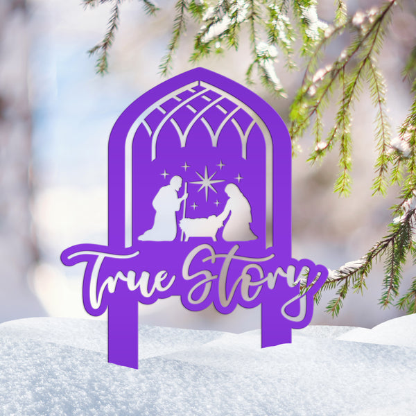 Christmas Nativity True Story Metal Yard Stake - Holiday Decor - Unique Gift Idea