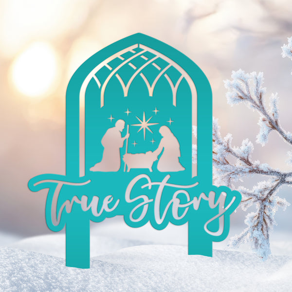 Christmas Nativity True Story Metal Yard Stake - Holiday Decor - Unique Gift Idea