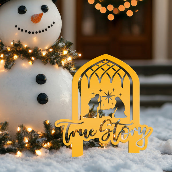Christmas Nativity True Story Metal Yard Stake - Holiday Decor - Unique Gift Idea