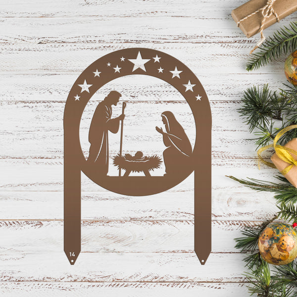 Beautiful Nativity Scene, Mary and Joseph Christmas Sign, Christian Yardstake, Baby Jesus Yard Stake with Stars, Strong Outdoor Decoration