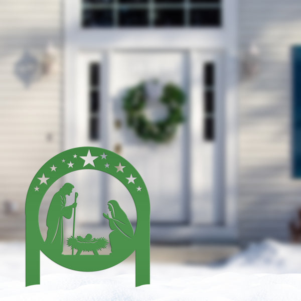 Beautiful Nativity Scene, Mary and Joseph Christmas Sign, Christian Yardstake, Baby Jesus Yard Stake with Stars, Strong Outdoor Decoration