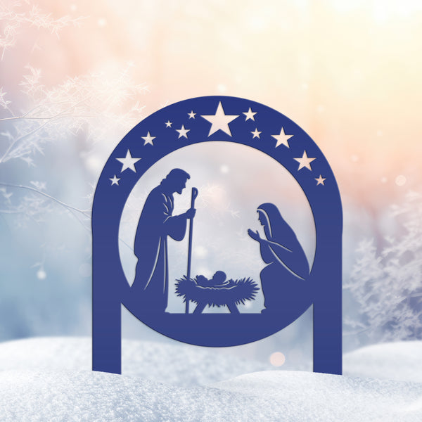 Beautiful Nativity Scene, Mary and Joseph Christmas Sign, Christian Yardstake, Baby Jesus Yard Stake with Stars, Strong Outdoor Decoration