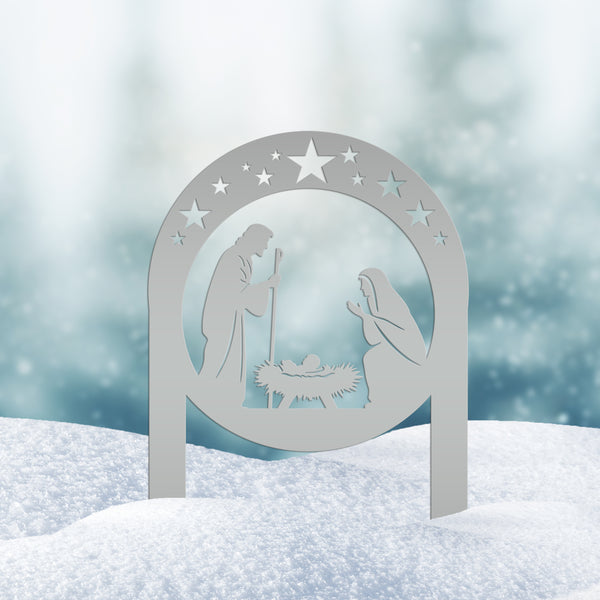 Beautiful Nativity Scene, Mary and Joseph Christmas Sign, Christian Yardstake, Baby Jesus Yard Stake with Stars, Strong Outdoor Decoration