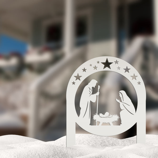 Beautiful Nativity Scene, Mary and Joseph Christmas Sign, Christian Yardstake, Baby Jesus Yard Stake with Stars, Strong Outdoor Decoration