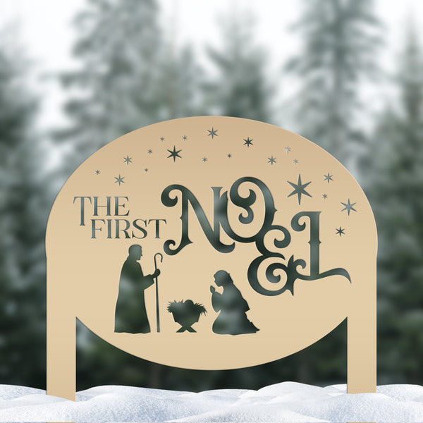 Outdoor Christmas Nativity Yard Stake, The First Noel Sign, Festive Metal Holiday Decor, Lawn Decorations, Manger Scene Decoration