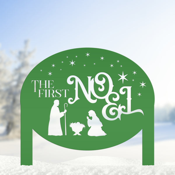 Outdoor Christmas Nativity Yard Stake, The First Noel Sign, Festive Metal Holiday Decor, Lawn Decorations, Manger Scene Decoration