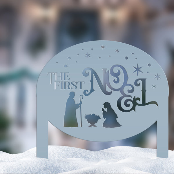 Outdoor Christmas Nativity Yard Stake, The First Noel Sign, Festive Metal Holiday Decor, Lawn Decorations, Manger Scene Decoration