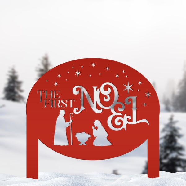 Outdoor Christmas Nativity Yard Stake, The First Noel Sign, Festive Metal Holiday Decor, Lawn Decorations, Manger Scene Decoration
