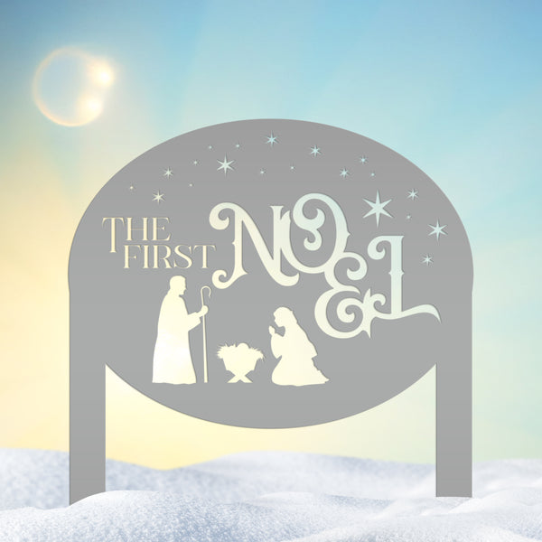 Outdoor Christmas Nativity Yard Stake, The First Noel Sign, Festive Metal Holiday Decor, Lawn Decorations, Manger Scene Decoration