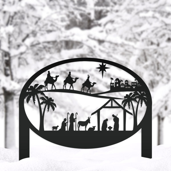 Christmas Nativity Metal Yard Stake , Christian Yard Decor, Holiday Decor
