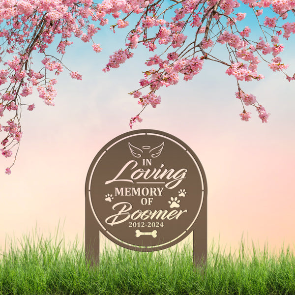 Custom Dog Memorial Metal Yard Stake - In Loving Memory - Personalized Pet Angel Wings Sign - Remembrance Dog Grave Marker - Sympathy Gifts
