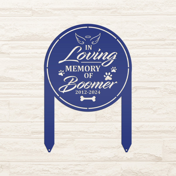 Custom Dog Memorial Metal Yard Stake - In Loving Memory - Personalized Pet Angel Wings Sign - Remembrance Dog Grave Marker - Sympathy Gifts