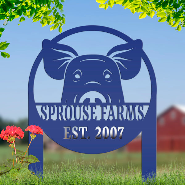 Metal Pig Farm Yard Stake for Personalized Outdoor Decor - Rustic Farmhouse Lawn Ornament - Custom Country Farming Sign - Housewarming Gift