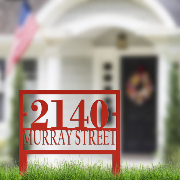 Personalized Rectangle Address Metal Yard Stake - House Numbers Yard Sign, Home Address Yard Sign for Lawn-Yard, Address Sign for the Yard-Lawn