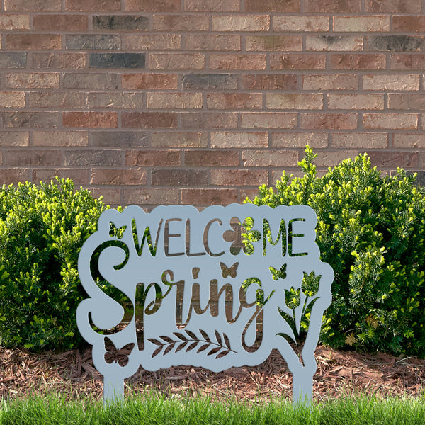 Welcome Spring Metal Yard Stake - Spring Decor-Spring Yard- Flower Bed - Decor-Spring Outdoor Decorations-Yard-Flower Bed Ornaments-Lawn Ornaments