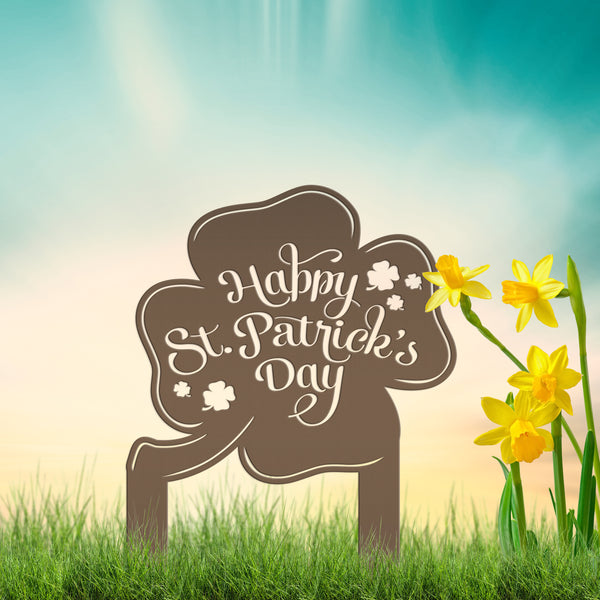 Outdoor St. Patrick's Day Metal Yard Stake - Shamrock Decor-St. Patty Day Yard Decor-St. Patrick's Themed Decor