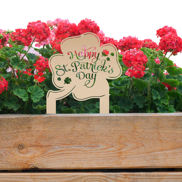 Outdoor St. Patrick's Day Metal Yard Stake - Shamrock Decor-St. Patty Day Yard Decor-St. Patrick's Themed Decor
