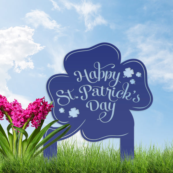 Outdoor St. Patrick's Day Metal Yard Stake - Shamrock Decor-St. Patty Day Yard Decor-St. Patrick's Themed Decor