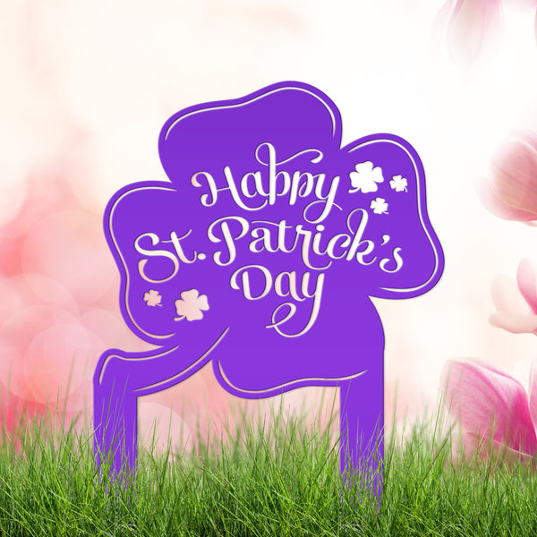 Outdoor St. Patrick's Day Metal Yard Stake - Shamrock Decor-St. Patty Day Yard Decor-St. Patrick's Themed Decor