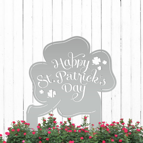 Outdoor St. Patrick's Day Metal Yard Stake - Shamrock Decor-St. Patty Day Yard Decor-St. Patrick's Themed Decor