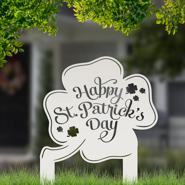 Outdoor St. Patrick's Day Metal Yard Stake - Shamrock Decor-St. Patty Day Yard Decor-St. Patrick's Themed Decor