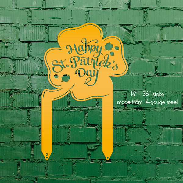 Outdoor St. Patrick's Day Metal Yard Stake - Shamrock Decor-St. Patty Day Yard Decor-St. Patrick's Themed Decor