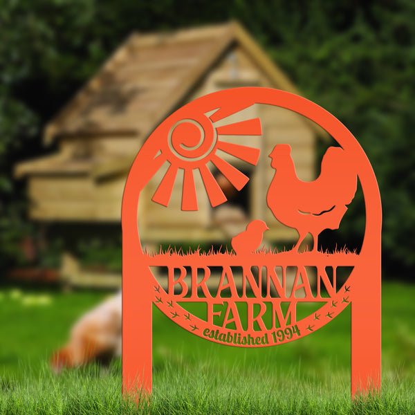 Chicken Coop Yard Sign - Unique Metal Garden Decor - Personalized Chicken Farm Sign - Rustic Farmhouse Lawn Ornament - Housewarming Gift