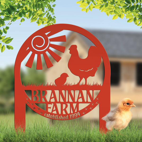 Chicken Coop Yard Sign - Unique Metal Garden Decor - Personalized Chicken Farm Sign - Rustic Farmhouse Lawn Ornament - Housewarming Gift